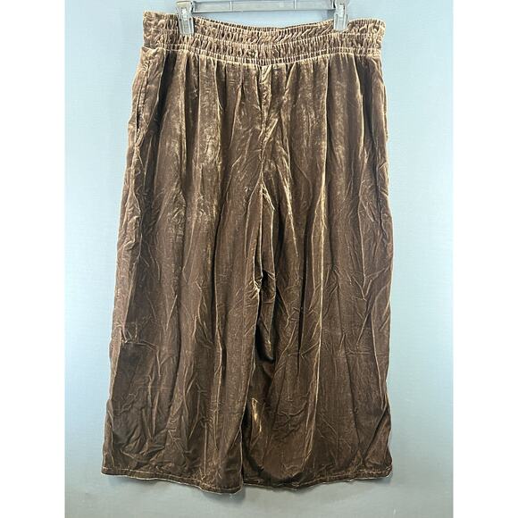New Anthropologie The Somerset Pants Velvet Size X-Large Brown Wide Leg Pants - Picture 5 of 9